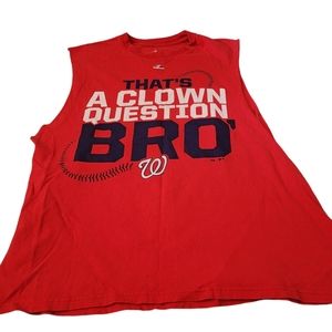 Majestic Tank Top Baseball Harper 34 "That’s a Clown Question Bro" Red Large